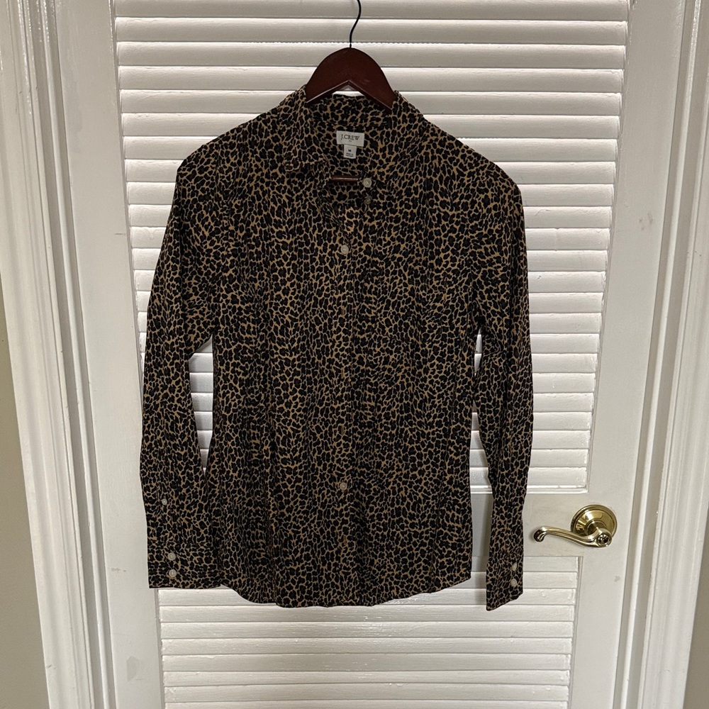 J. Crew Women’s Brown Leopard Print Casual Shirt